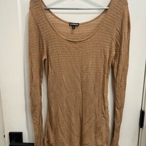 Express Women's Light Brown Long Sleeve Knit Top